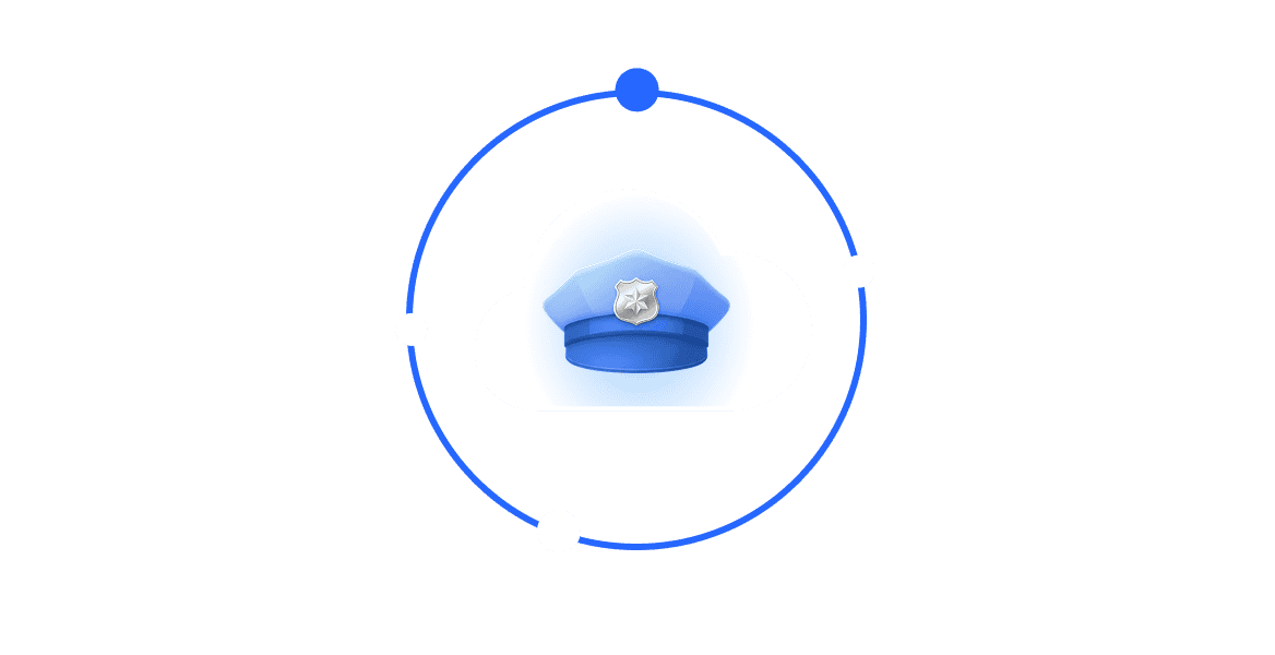 Police officer's hat icon representing security and law enforcement.